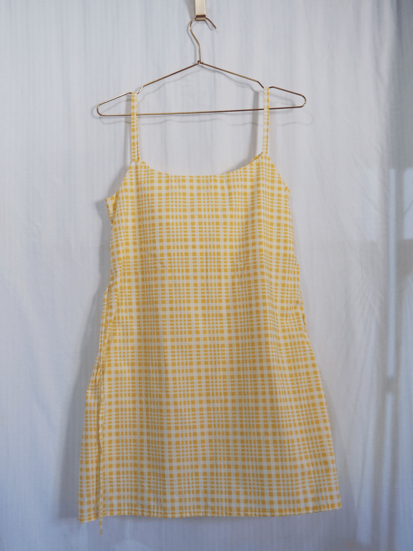 Butterfly Dress in Canary Check (S)