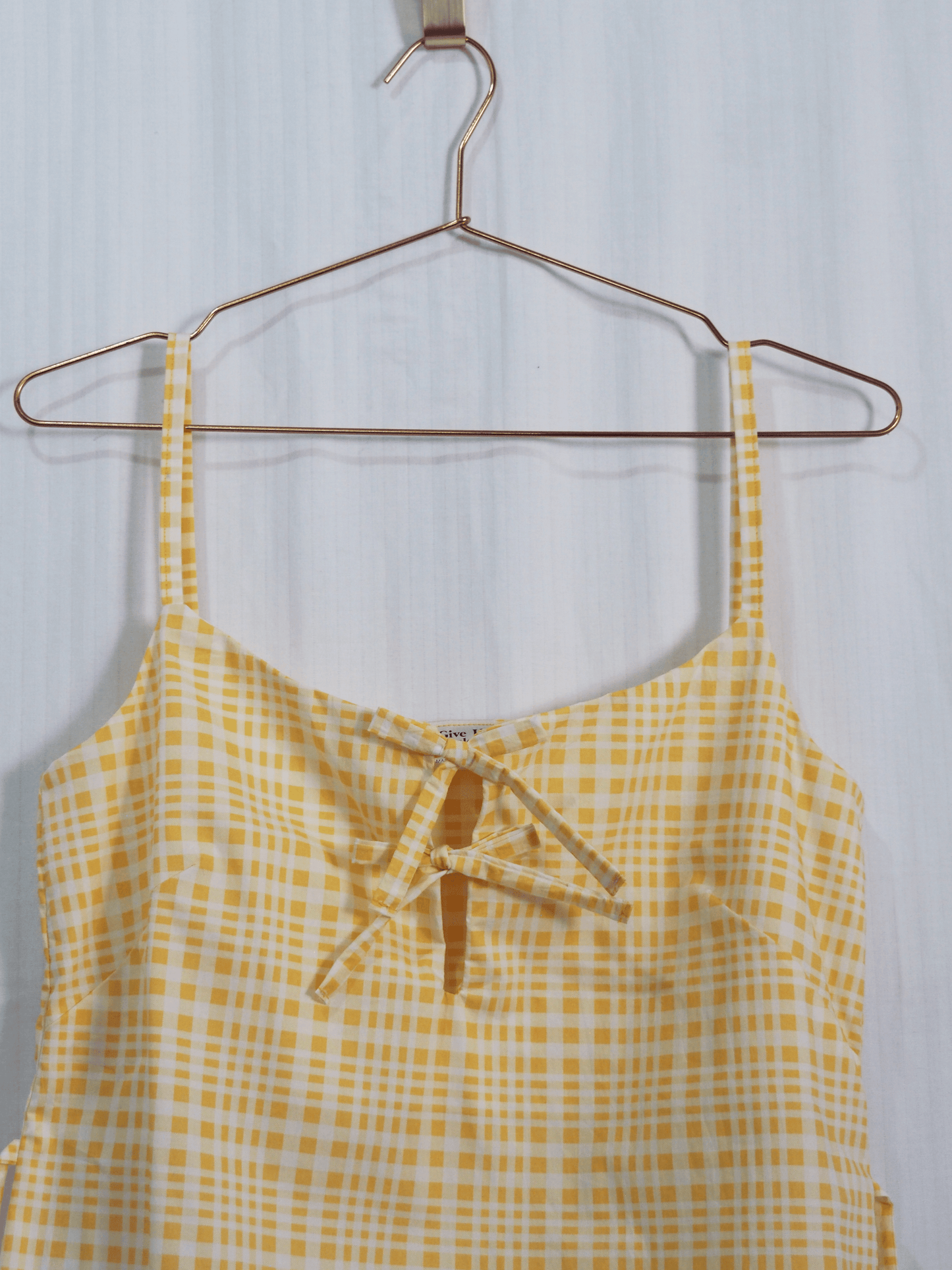 Butterfly Dress in Canary Check (S)