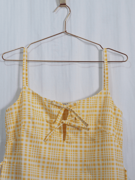 Butterfly Dress in Canary Check (S)