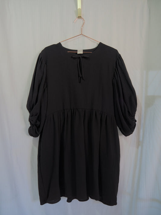 Bubble Dress in Black Double Muslin